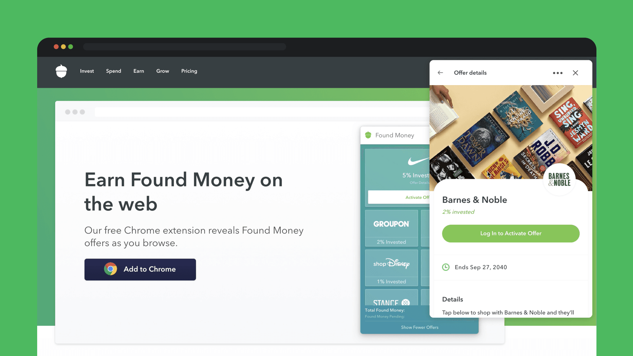 Acorns Found Money Chrome Extension